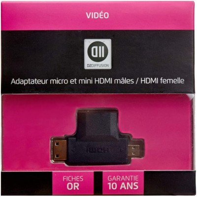 ADAPTATEUR D2 2 EN 1 HDMI PORT MICRO HDMI ET MINI HDMI M/F