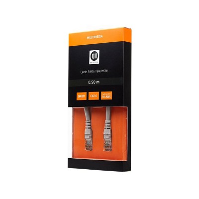 CABLE RJ45 D2 CATEGORIE 6 - 0.5M DROIT / BLINDAGE U/UTP