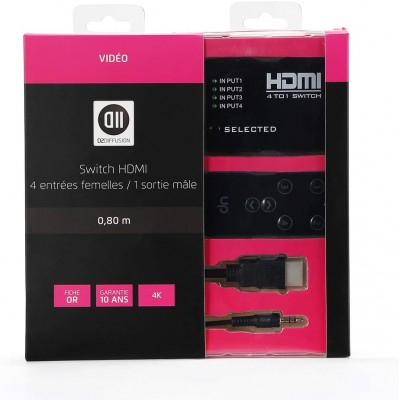 SWITCH HDMI D2 4 ENTREES HDMI & 1 SORTIE HDMI AVEC TELECOMMANDE