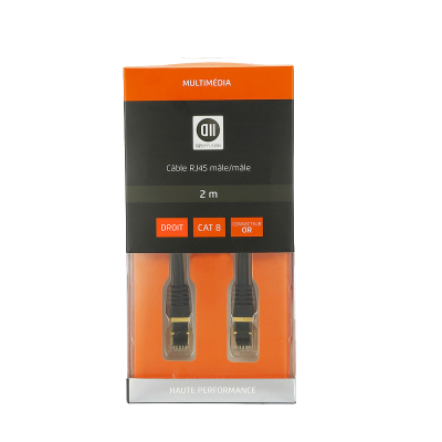 CABLE RJ45 D2 CATEGORIE 8 - 2M S/FTP SNAGLESS & CONNECTEURS OR