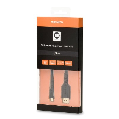 CABLE HDMI D2 VERS MICRO-HDMI 1.4 CONNECTEURS OR - 1.50M