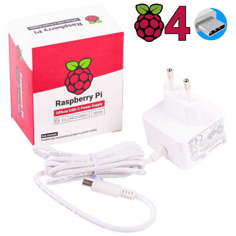 Alimentation blanche officielle USB Type-C Raspberry Pi 4