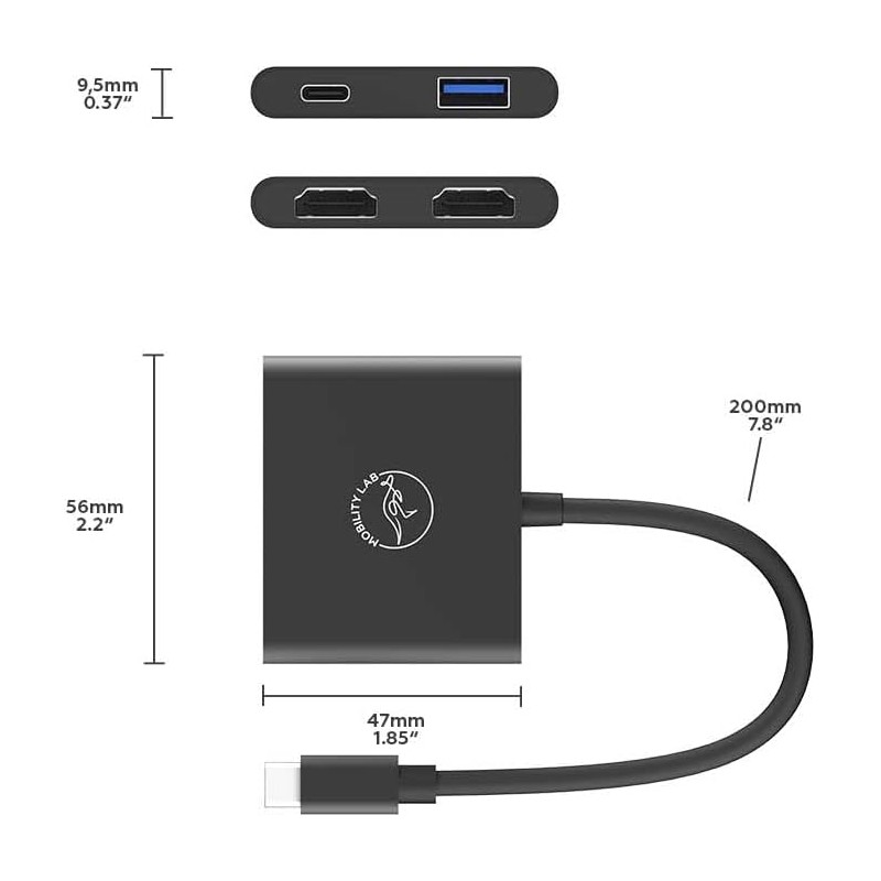 Adaptateur USB-C 4-EN-1 MOBILITY LAB