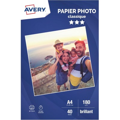 PAPIER PHOTO AVERY - A4 180g/m2 - Pack de 40 feuilles