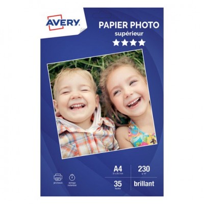 PAPIER PHOTO AVERY - BRILLANT SUPERIEUR - Pack de 35 feuilles
